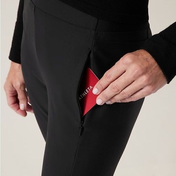 * NWOT ATHLETA Black Stellar Raw Hem Slit Tights Sz XS - Picture 6 of 15